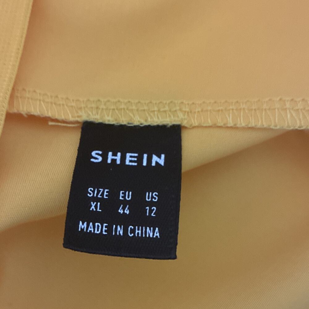 Sheath dress Yellow Puff Sleeve XL Midi Length Short Sleeve - Picture 3 of 4